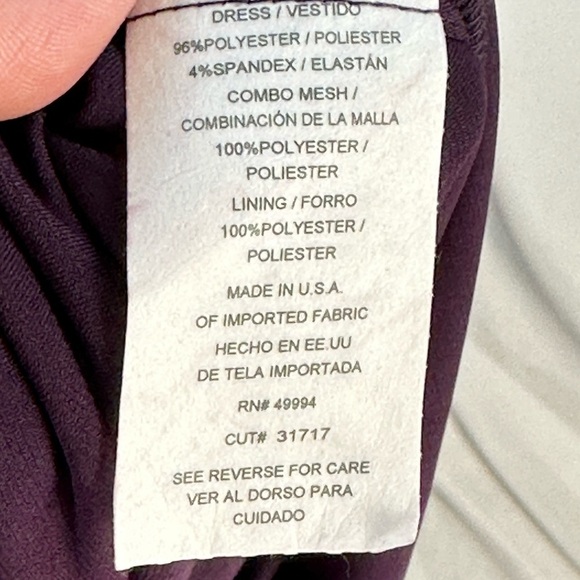 R&M Richards Sheer Beaded Neck and Shoulder Maxi Dress - Plum Purple - size 12 - Picture 7 of 12